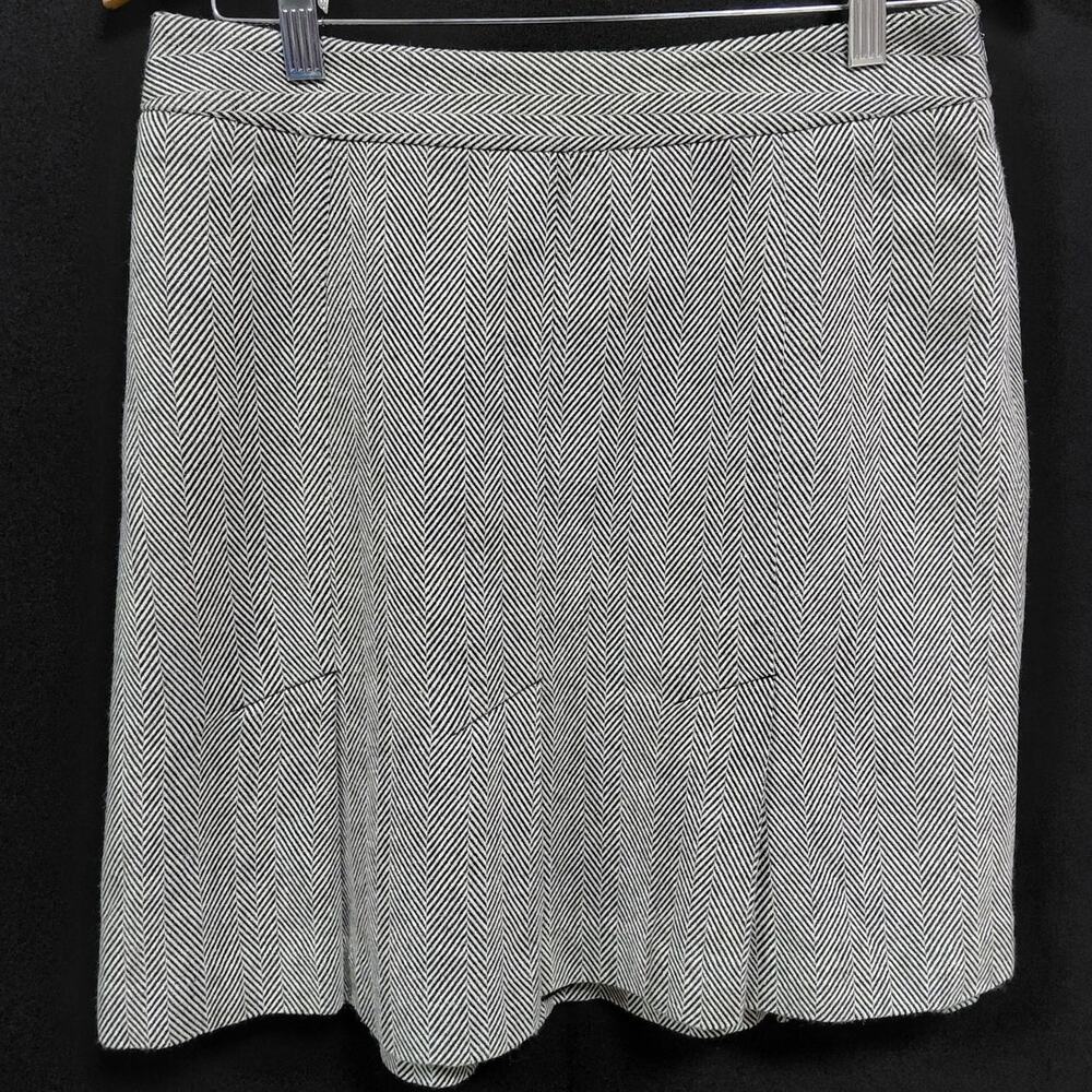 ANN TAYLOR LOFT Acetate Wool Blend Herringbone Pleated Gray Skirt Women Size 6